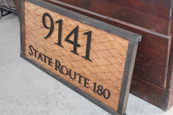 Custom Address Sign Chevron Herringbone Subway Tile Engraved Raised Personalized Home Street Sign Wooden Handmade Sign Layered Your Address
