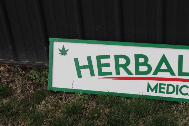 Medical Remedies Cannabis Dispensary Sign Wooden Handmade 3D Business Commerical Signage Herbal Layered Sign Single or Double sided