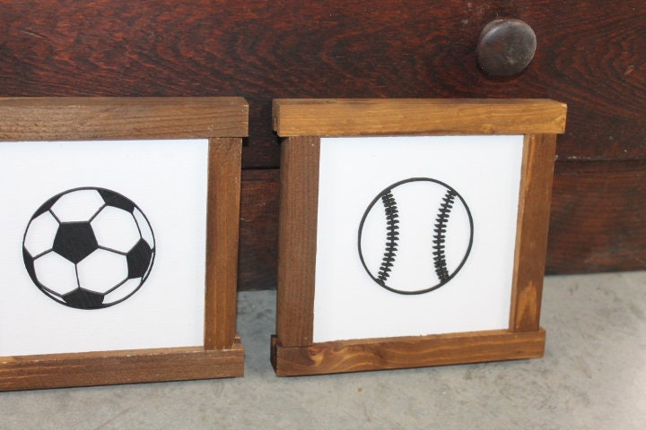 Boys Room Sports Playroom Soccer Basketball Baseball Game Day Gym Nursery Toy Room Garage Set of 3 Handmade Decor Baby Gift