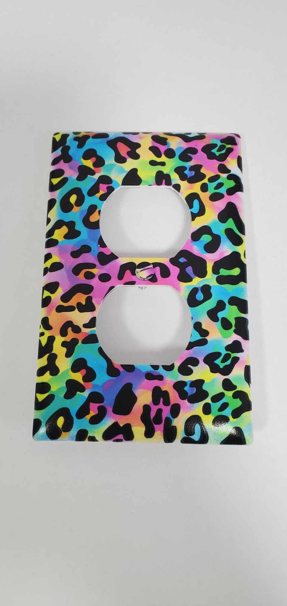 Cheetah Print Rainbow Nursery Spring Printed in Color Light Switch Cover Plate Durable Baby Room Kids Room