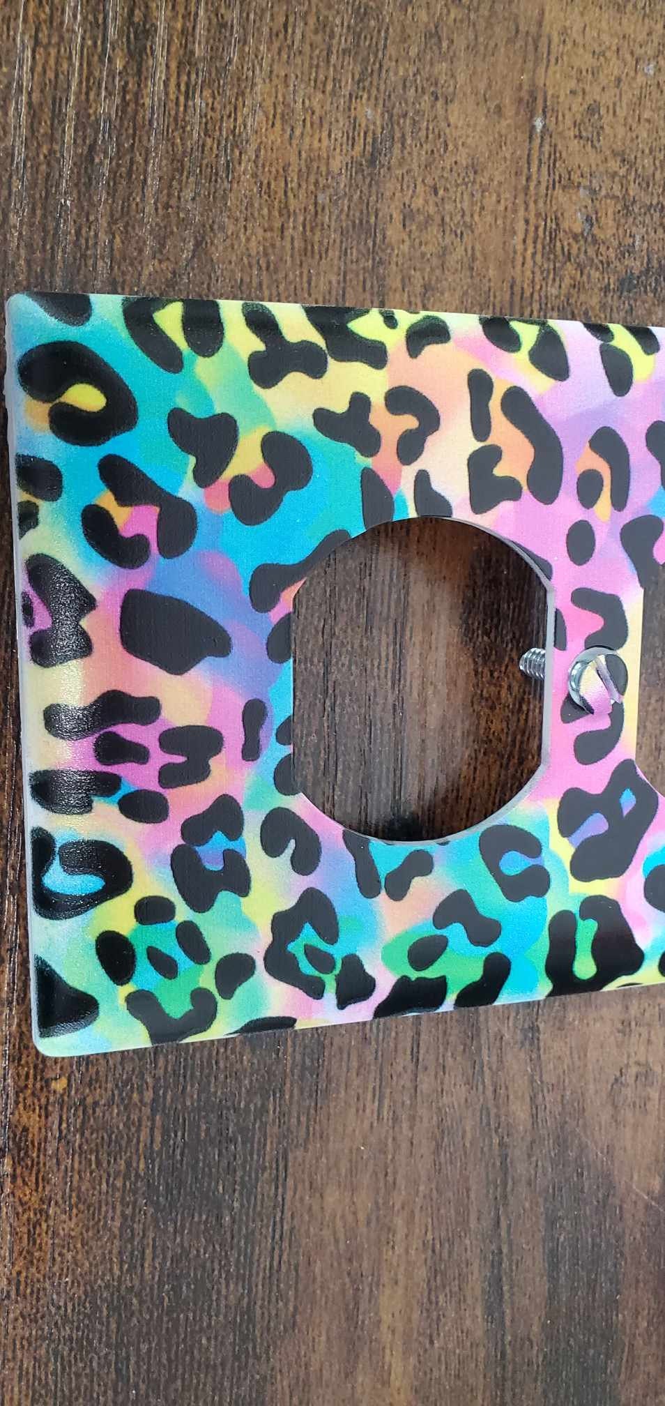 Cheetah Print Rainbow Nursery Spring Printed in Color Light Switch Cover Plate Durable Baby Room Kids Room