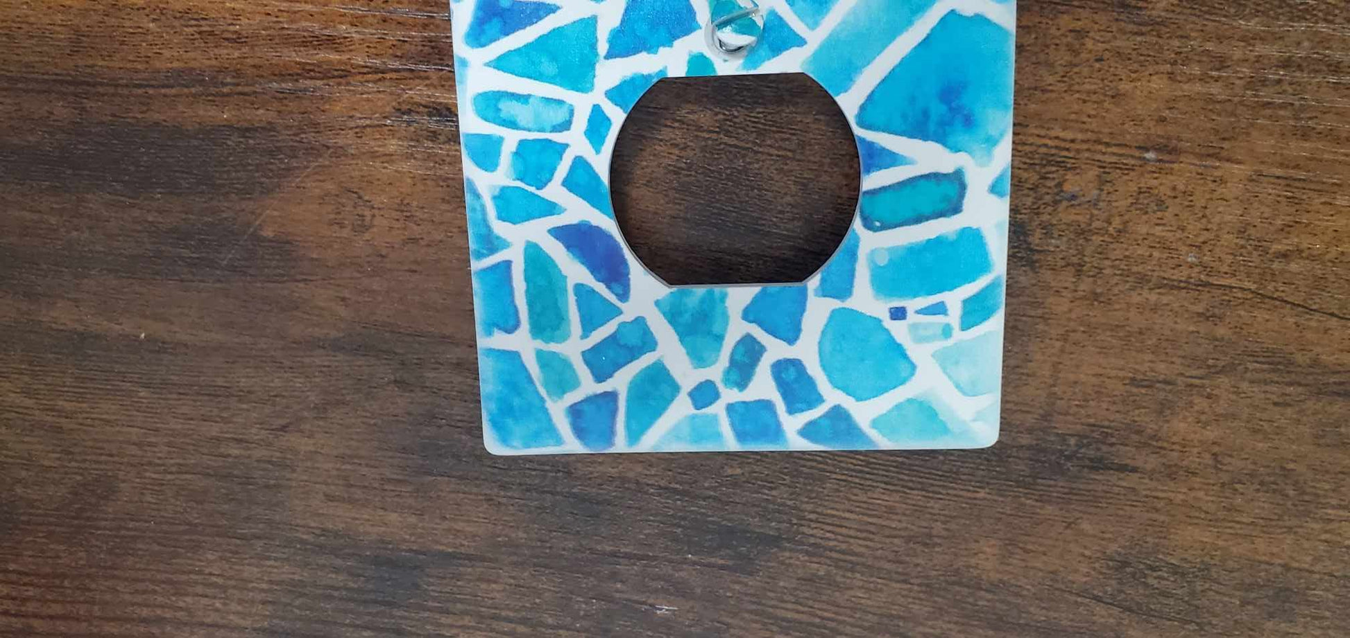 Blue Pattern Aztec Geometric Tiles Beach Water Printed in Color Light Switch Cover Plate Durable Baby Room Kids Room Decorative Decor