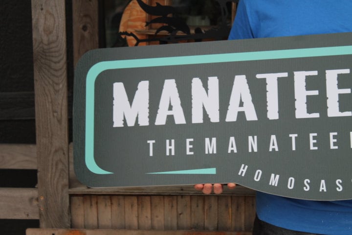 Custom Outdoor Sign Manatee Habitat Lodge Your Logo Enclosure Zoo Wildlife Center Sancturary PVC Textured Weatherproof Waterproof Fade Proof