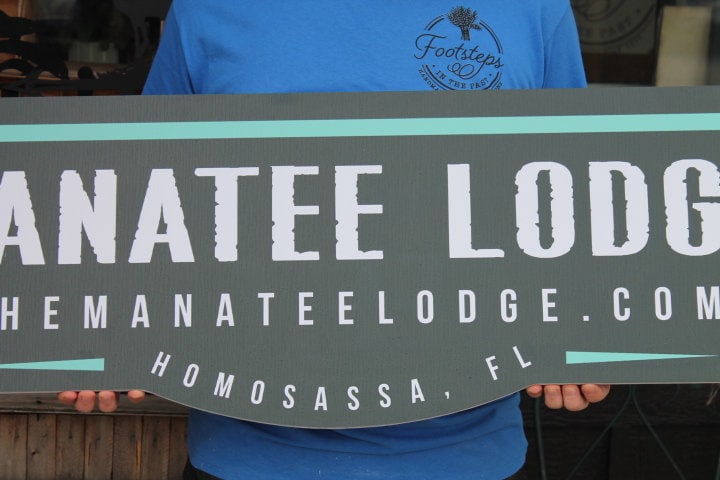 Custom Outdoor Sign Manatee Habitat Lodge Your Logo Enclosure Zoo Wildlife Center Sancturary PVC Textured Weatherproof Waterproof Fade Proof