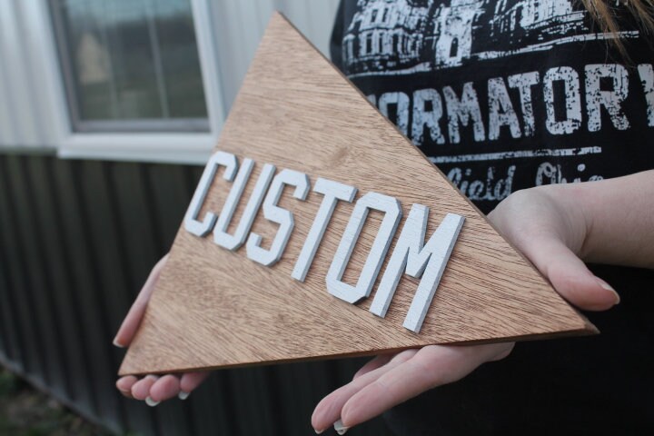 Custom Sports Team Pennant School Memorabilia Spirit Colors Wooden Flag Banner Pendant Handmade 3D Layered Unframed Athletic Championship