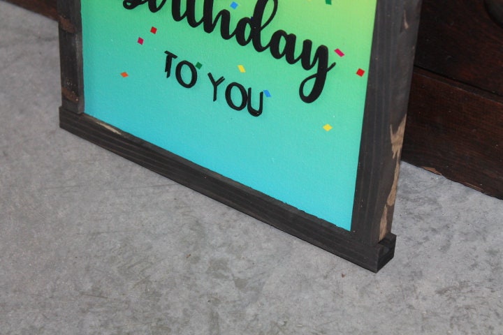 Happy Birthday Confetti Printed and Raised Sign Decor Party Special Event Celebration Handmade Wooden 3d Color Wall Art Decoration