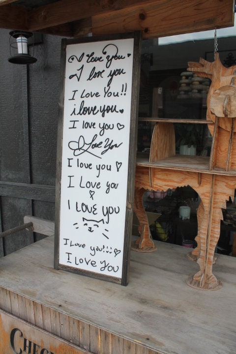 Custom Gift I love you Handwriting Sign Kids Parents Grandparents for her Gift for him Raised 3D Note Reminder Wedding Mothers Day Frame