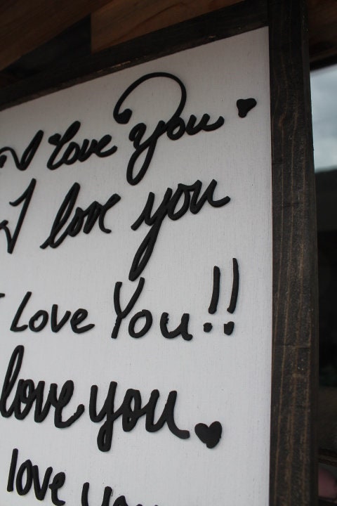 Custom Gift I love you Handwriting Sign Kids Parents Grandparents for her Gift for him Raised 3D Note Reminder Wedding Mothers Day Frame