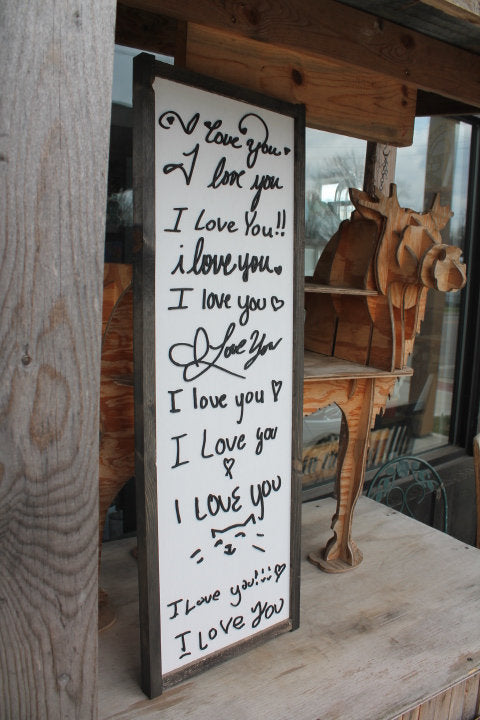 Custom Gift I love you Handwriting Sign Kids Parents Grandparents for her Gift for him Raised 3D Note Reminder Wedding Mothers Day Frame