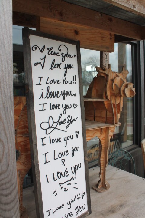 Custom Gift I love you Handwriting Sign Kids Parents Grandparents for her Gift for him Raised 3D Note Reminder Wedding Mothers Day Frame