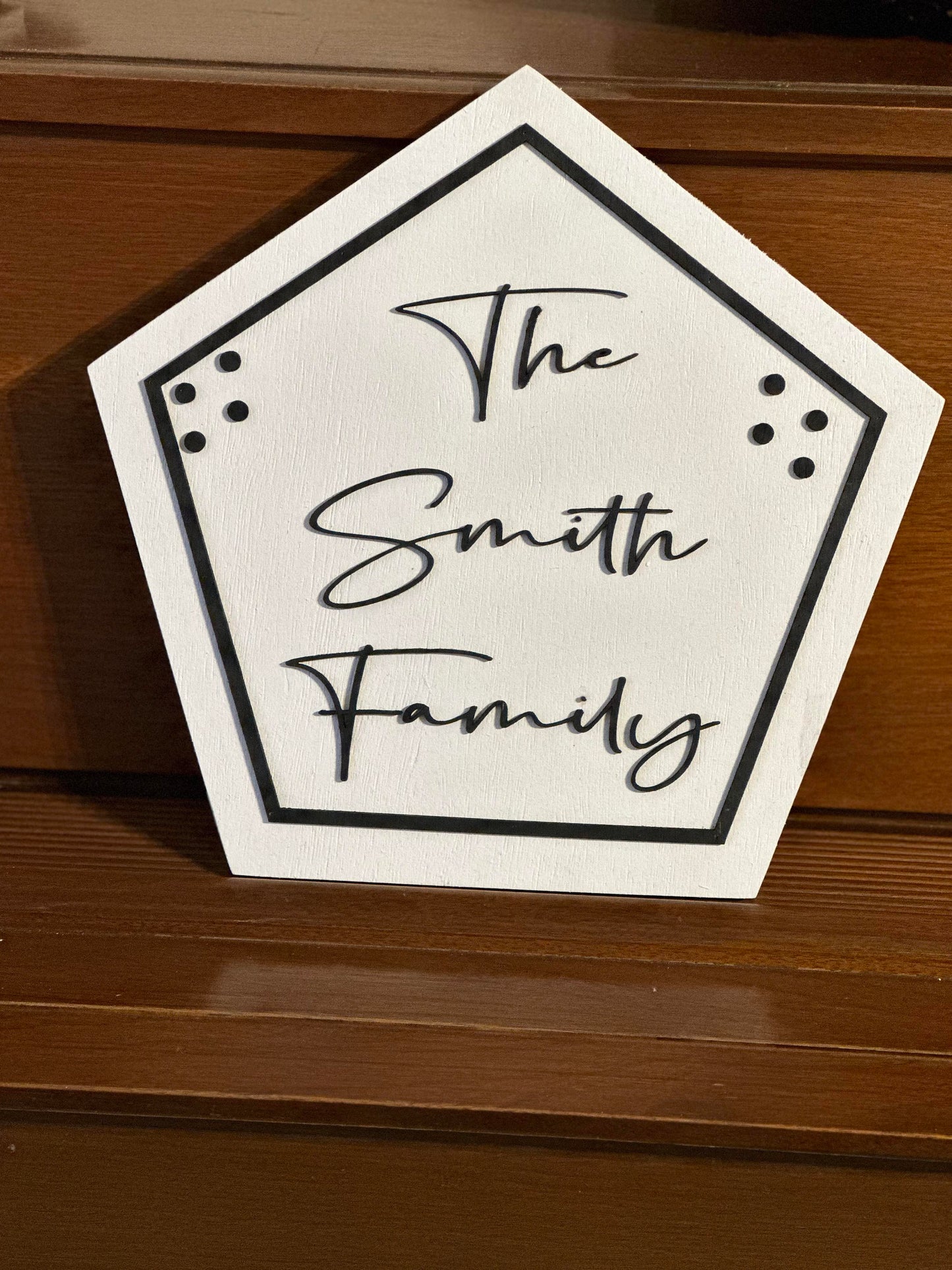 Custom Sign Family Name Personalized Contour Pentagon Home Simple Minimalist Gift House Warming Gift New Home Wedding Gift 3D Handmade