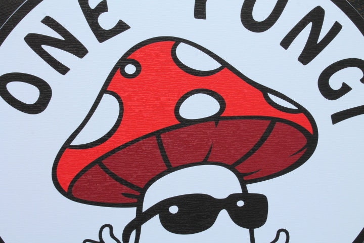 Mushroom Fungi Fungus Fun Guy Sunglasses Personalize Waterproof Sign Smooth Round Outdoor Business Logo Great for hanging or wall mounted