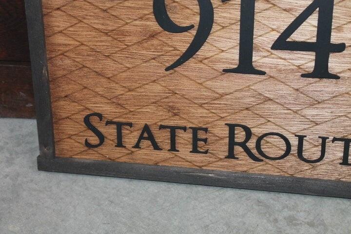 Custom Address Sign Chevron Herringbone Subway Tile Engraved Raised Personalized Home Street Sign Wooden Handmade Sign Layered Your Address