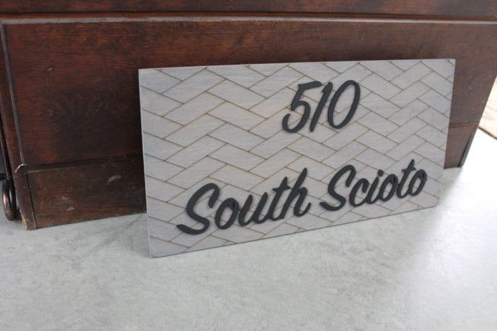 Custom Address Sign Chevron Subway Tile Herringbone Engraved and Raised Personalized Street Sign Wooden Handmade Layered Your Address Etched