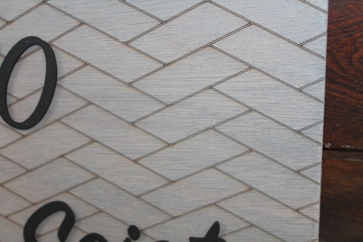 Custom Address Sign Chevron Subway Tile Herringbone Engraved and Raised Personalized Street Sign Wooden Handmade Layered Your Address Etched