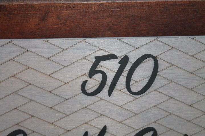 Custom Address Sign Chevron Subway Tile Herringbone Engraved and Raised Personalized Street Sign Wooden Handmade Layered Your Address Etched