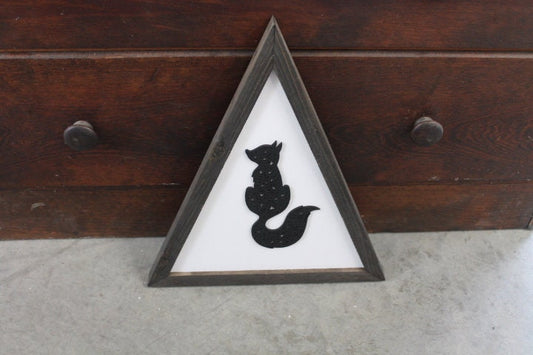 Fox Triangle Kit Woodland Hunter Forest Animals Framed 3D Handmade Art Decor Wooden Sign Raised Layered Sign