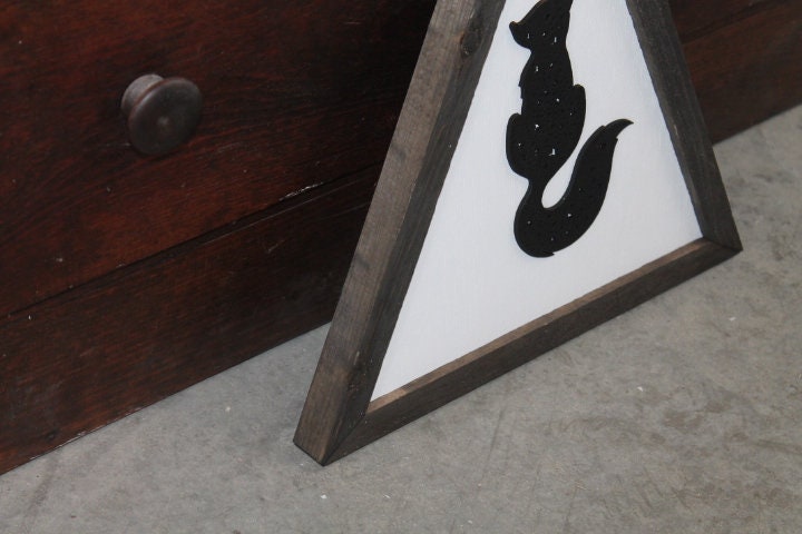 Fox Triangle Kit Woodland Hunter Forest Animals Framed 3D Handmade Art Decor Wooden Sign Raised Layered Sign