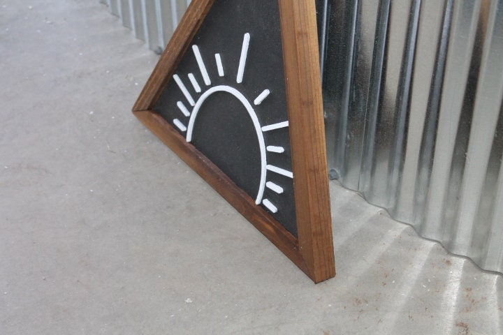 Sun Sunshine Rays Sunset Triangle Framed 3D Handmade Art Decor Wooden Sign Raised Layered Sign