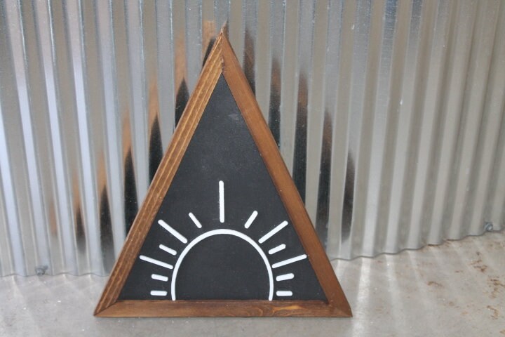 Sun Sunshine Rays Sunset Triangle Framed 3D Handmade Art Decor Wooden Sign Raised Layered Sign