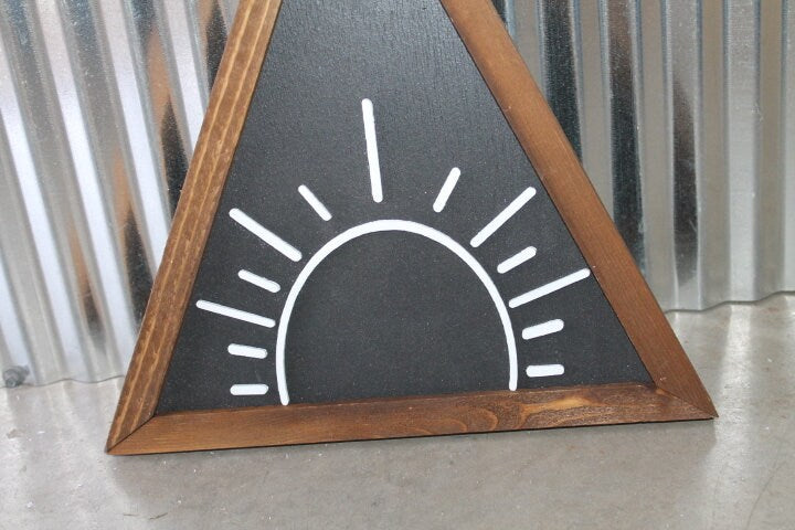 Sun Sunshine Rays Sunset Triangle Framed 3D Handmade Art Decor Wooden Sign Raised Layered Sign