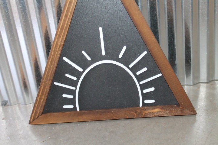 Sun Sunshine Rays Sunset Triangle Framed 3D Handmade Art Decor Wooden Sign Raised Layered Sign