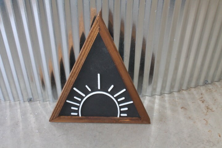 Sun Sunshine Rays Sunset Triangle Framed 3D Handmade Art Decor Wooden Sign Raised Layered Sign