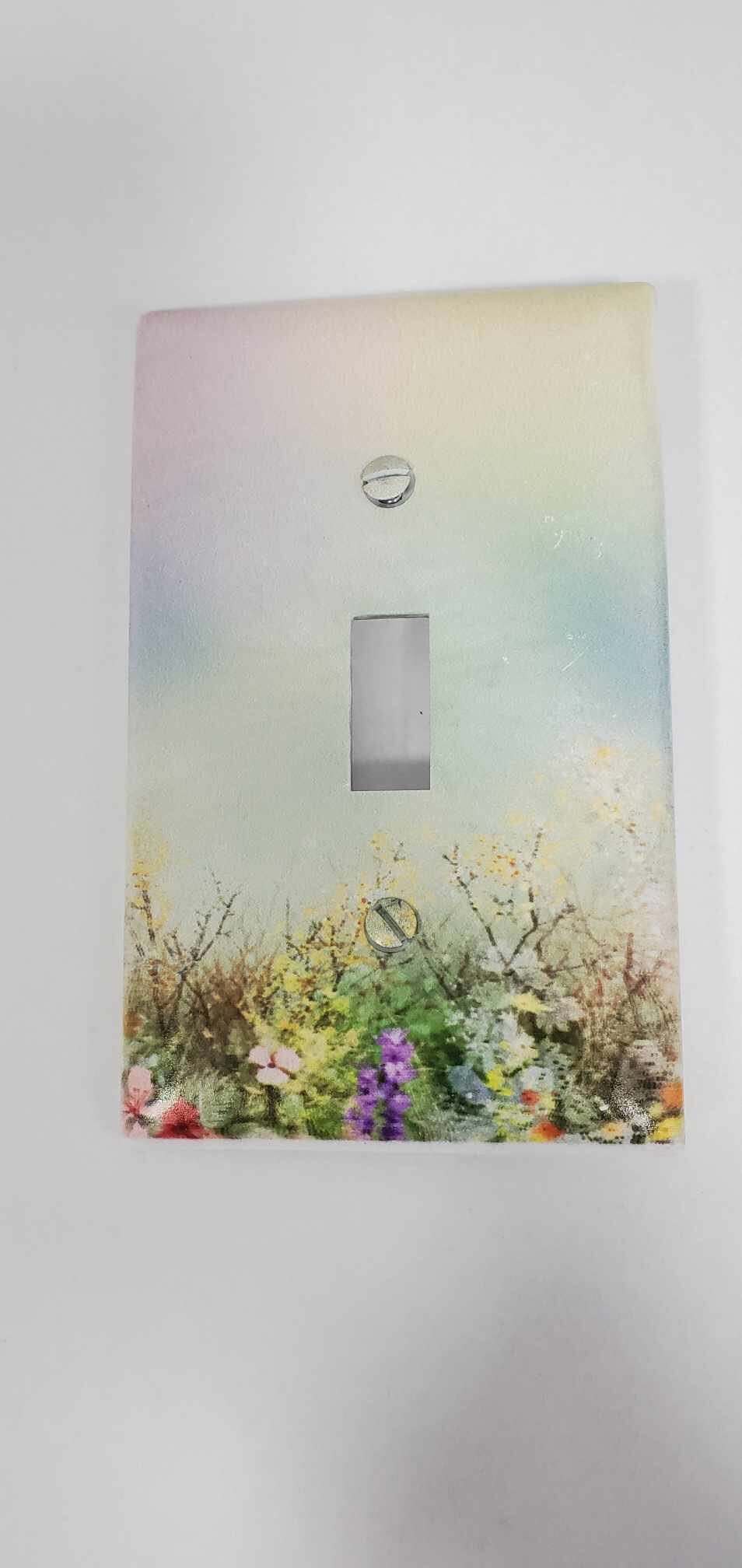 Flowers Wild Flower Floral Nursery Spring Printed in Color Light Switch Cover Plate Durable Baby Room Kids Room