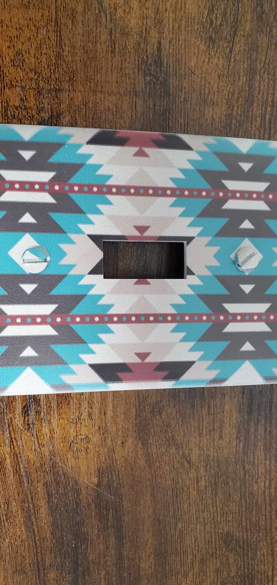 Western Pattern Aztec Geometric Printed in Color Light Switch Cover Plate Durable Baby Room Kids Room Decorative Decor