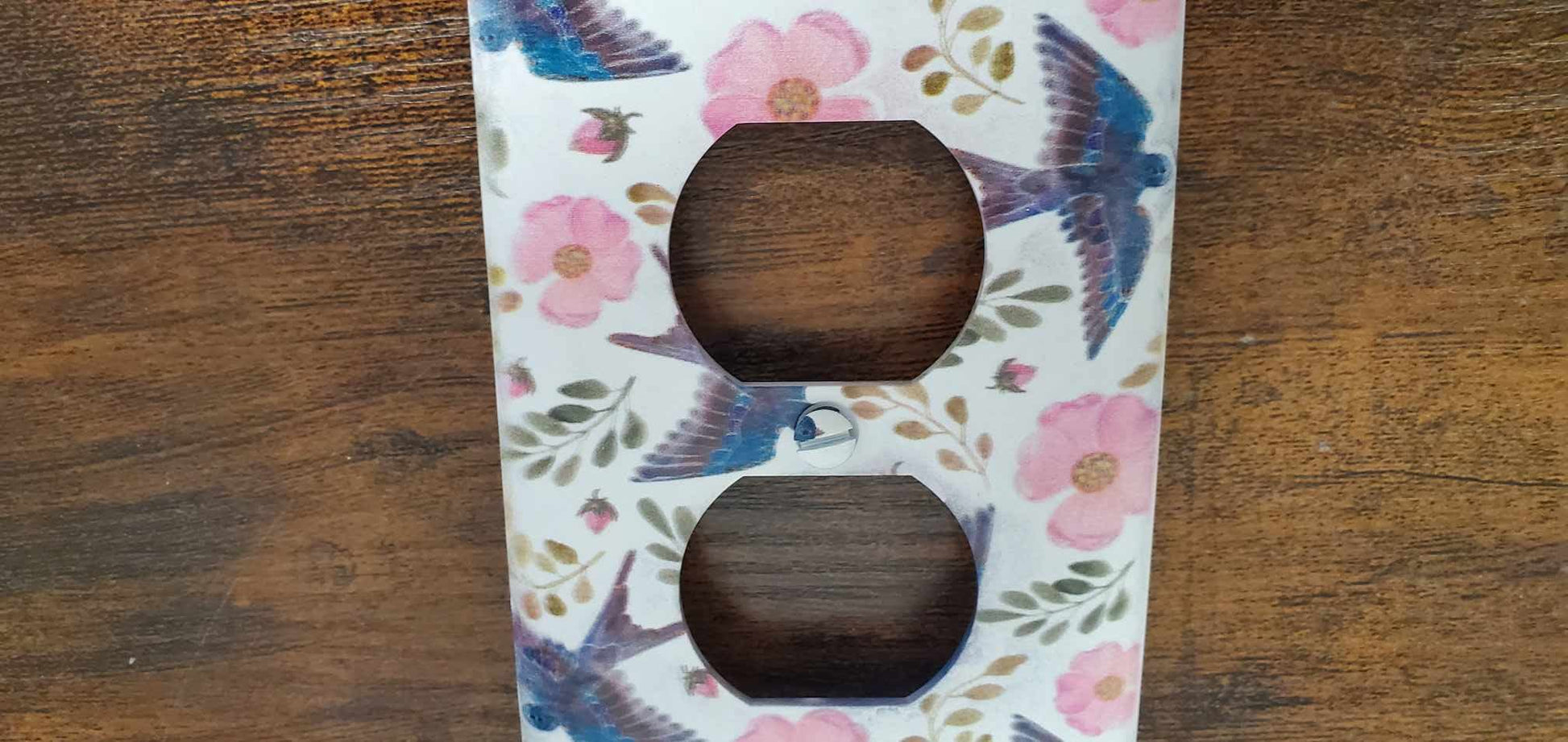 Blue Bird Swallow Floral Flowers Spring Printed in Color Light Switch Cover Plate Durable Baby Room Kids Room