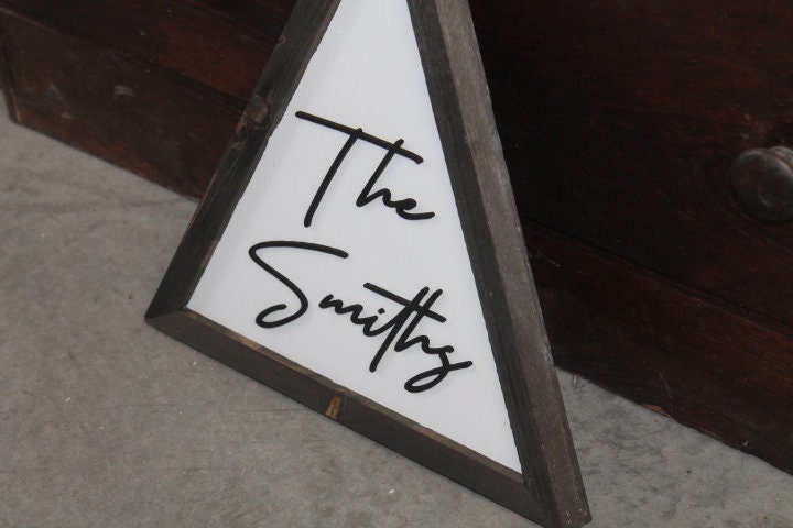 Custom Triangle Family Name The Insert Family Giftable Personalized Made To Order Framed Wooden Handmade 3D Layered