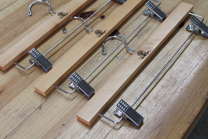 Custom Clothes Pant Hanger Clips Hanger Engraved Hard Wood Use Your Logo Customization Business Logo Personalized