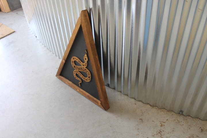 Snake Triangle Rattlesnake Tread On Me Viper Serpent Framed 3D Handmade Art Decor Wooden Sign Raised Layered Sign