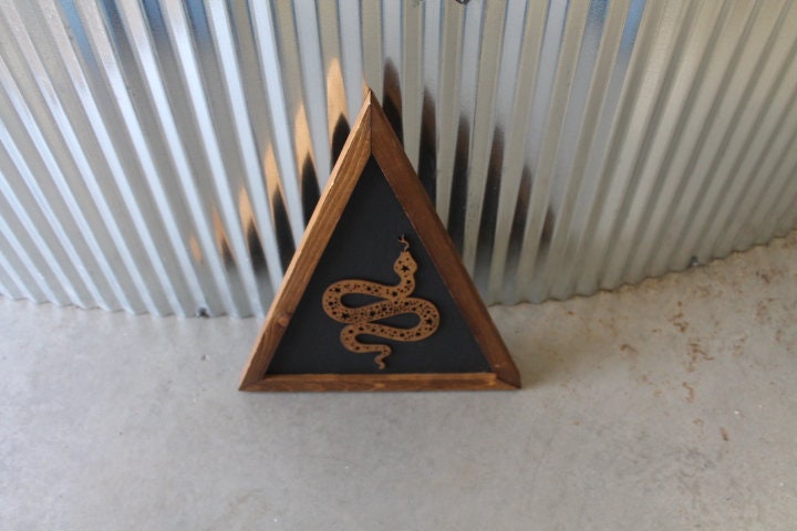Snake Triangle Rattlesnake Tread On Me Viper Serpent Framed 3D Handmade Art Decor Wooden Sign Raised Layered Sign
