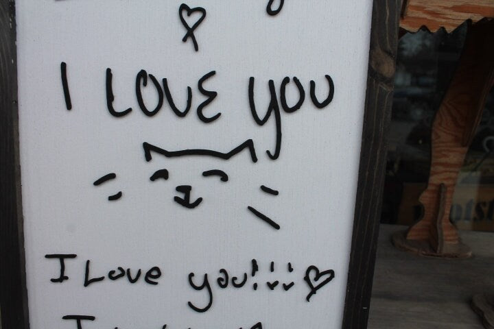 Custom Gift I love you Handwriting Sign Kids Parents Grandparents for her Gift for him Raised 3D Note Reminder Wedding Mothers Day Frame