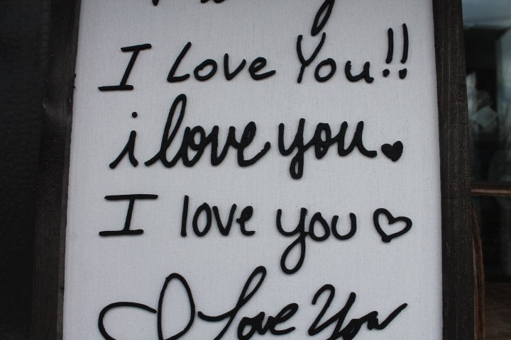 Custom Gift I love you Handwriting Sign Kids Parents Grandparents for her Gift for him Raised 3D Note Reminder Wedding Mothers Day Frame