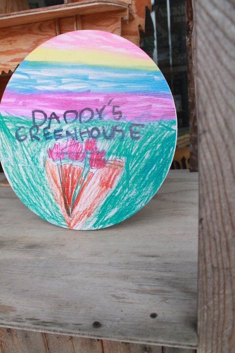 Personalized Kids Drawing Art Garden Waterproof Sign Smooth Round Circle Outdoor Ready your Art Great for hanging or wall mounted