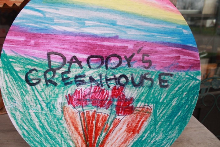 Personalized Kids Drawing Art Garden Waterproof Sign Smooth Round Circle Outdoor Ready your Art Great for hanging or wall mounted