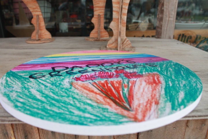 Personalized Kids Drawing Art Garden Waterproof Sign Smooth Round Circle Outdoor Ready your Art Great for hanging or wall mounted