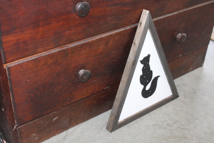 Fox Triangle Kit Woodland Hunter Forest Animals Framed 3D Handmade Art Decor Wooden Sign Raised Layered Sign