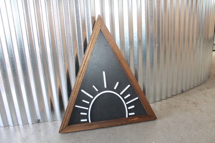 Sun Sunshine Rays Sunset Triangle Framed 3D Handmade Art Decor Wooden Sign Raised Layered Sign