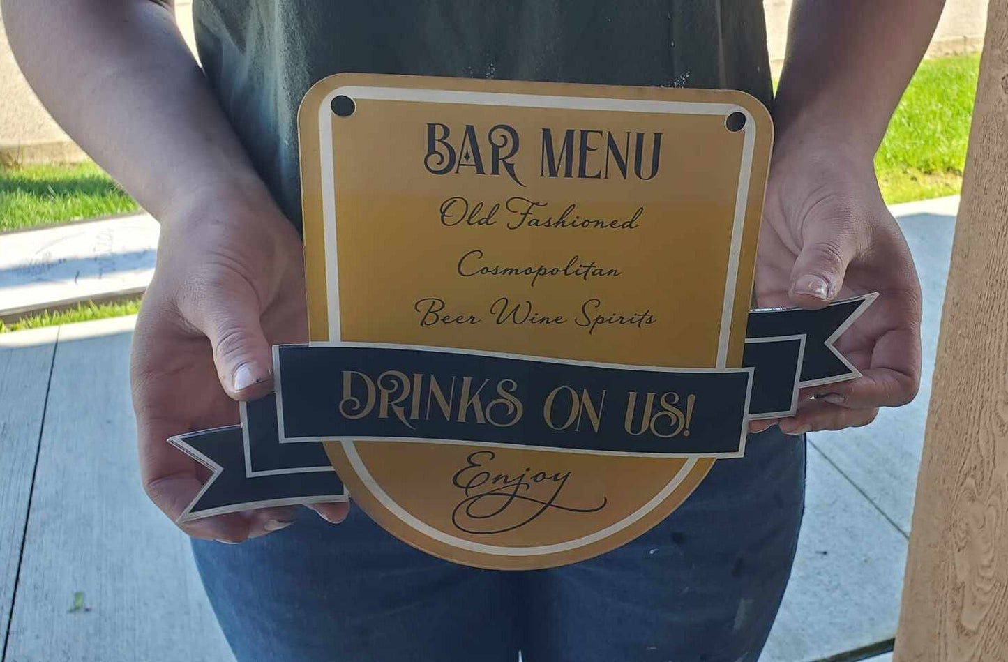 Custom Arched Acrylic Wedding Bar Menu Shape Banner Sign Personalize Signature Drink Event Menu Drink Menu Cocktail Menu Reverse Printed