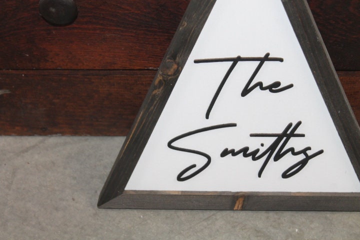 Custom Triangle Family Name The Insert Family Giftable Personalized Made To Order Framed Wooden Handmade 3D Layered