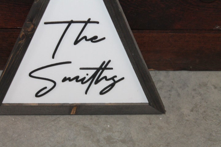 Custom Triangle Family Name The Insert Family Giftable Personalized Made To Order Framed Wooden Handmade 3D Layered