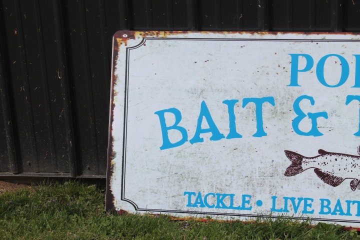 Personalized Bait Shop Pop Catfish Fathers Day PVC Smooth Rustic Rusty Giftable Outdoor Sustainable Weather Durable Printed Lake Fishing