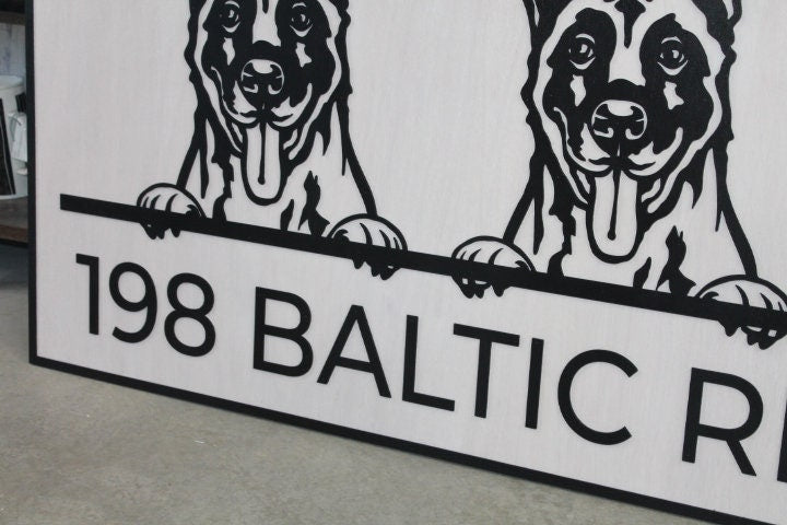 Custom Address German Shepherd Dog GSD Family Entrance Rectangle 3D Large Custom Indoor Outdoor Personalized Logo Laser Cut Wood