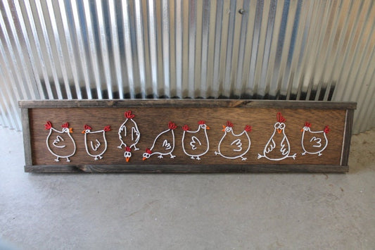 Chickens Cute Farmhouse Country Wall Art Hens Livestock Chicken Lovers Handmade Home Decor 3D Raised Image Wooden Sign