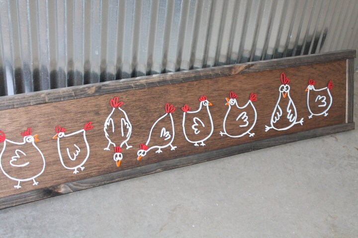 Chickens Cute Farmhouse Country Wall Art Hens Livestock Chicken Lovers Handmade Home Decor 3D Raised Image Wooden Sign