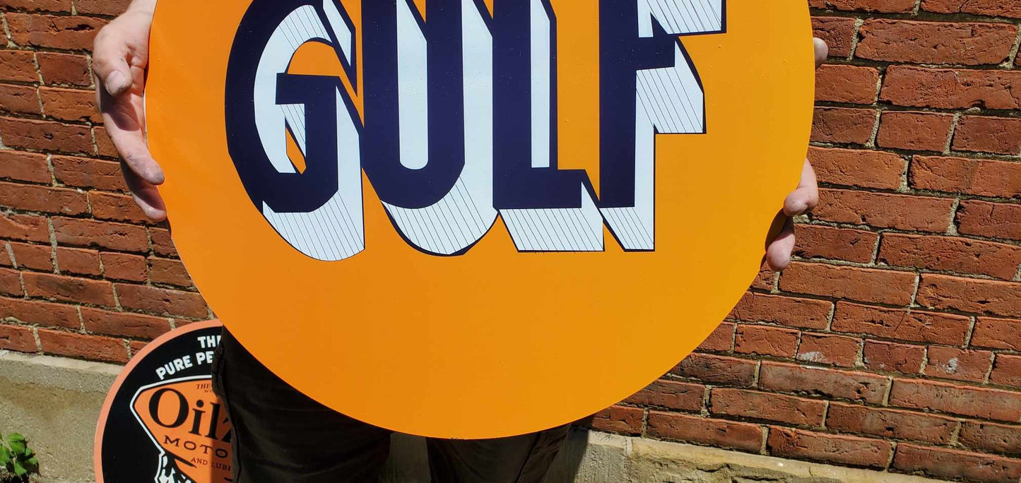 Gulf Gas Station Recreated Reproduction Man Cave Garage Sign For Him Giftable Aluminum Sign Printed Memorabilia Classic Petrolina Petroleum