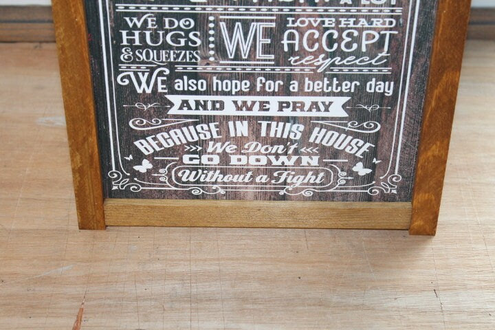 In This House We Do Autism Wood Sign Family Social Cues Celebrate ABA Hugs Prayer Wall Art Print Rustic Pallet Wood Hugs Love Meltdowns